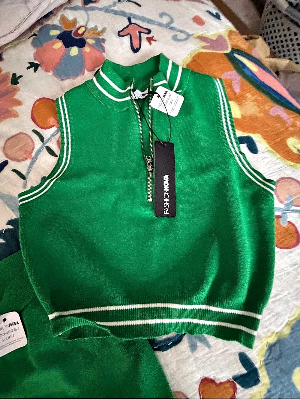 Fashionnova Green Athletic Shorts Set NWT